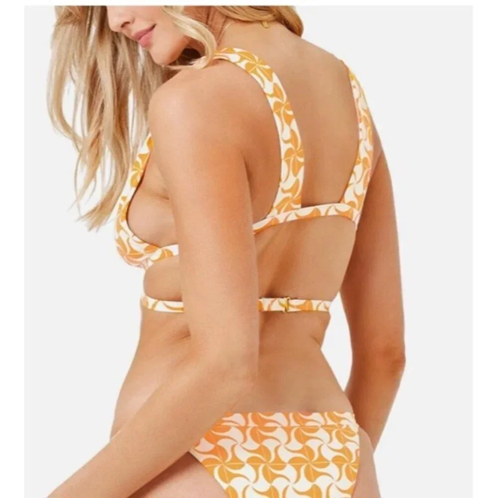 L Space  Bikini Top Women's orange Multicolored Avery Wrap Style Size Medium